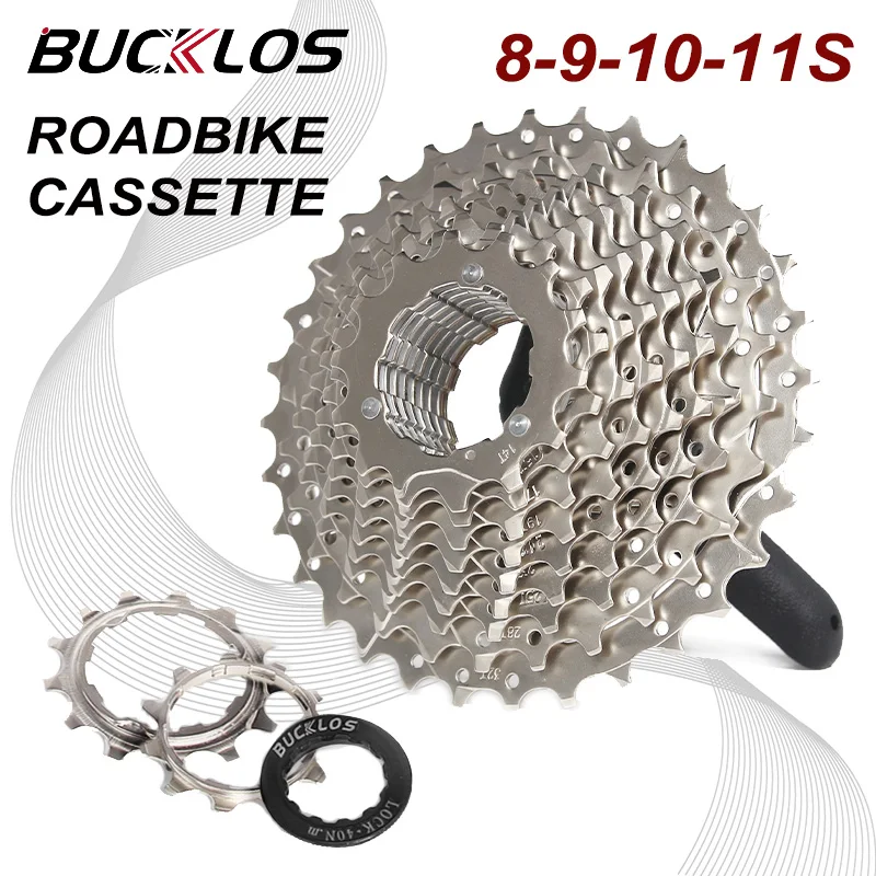 BUCKLOS Ultralight Road Bicycle Cassette 8/9/10/11 Speed Bike Cassette 8V 9V 10V 11V Freewheel Gravel Cycling HG System