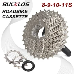 BUCKLOS Ultralight Road Bicycle Cassette 8/9/10/11 Speed Bike Cassette 8V 9V 10V 11V Freewheel Gravel Cycling HG System