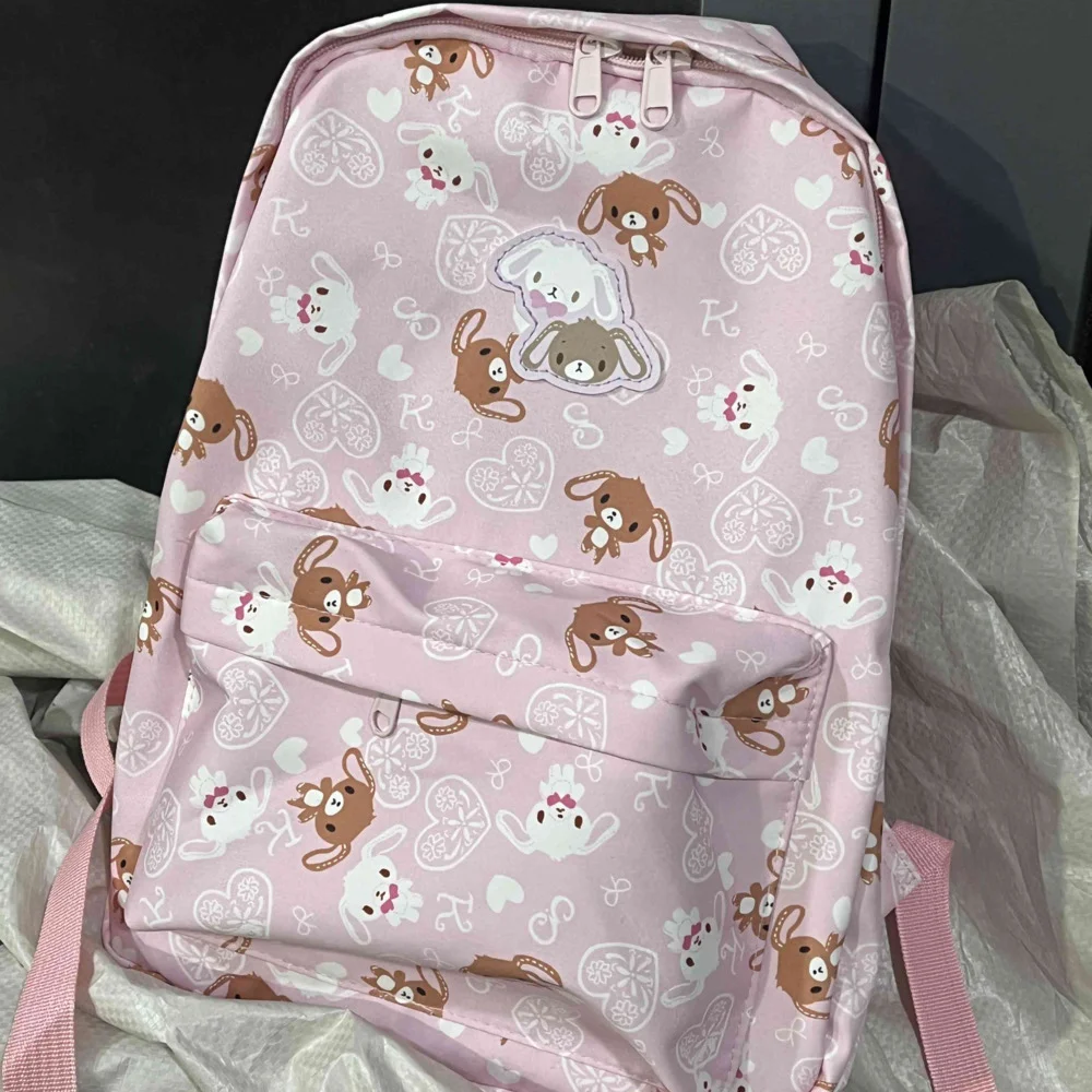 Sugarbunniesing Backpack School Bags For Girls Cartoon Bunnys Kawaii Cute Pink Knapsack Large Capacity Ins Girls Birthday Gift