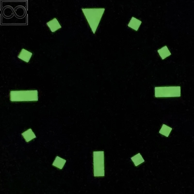 NOOKIDA 28.5mm Square Green Luminous MOP Sterile Triangle Markers Vintage Watch Face Dial Suitable NH35 Automatic Movement Parts