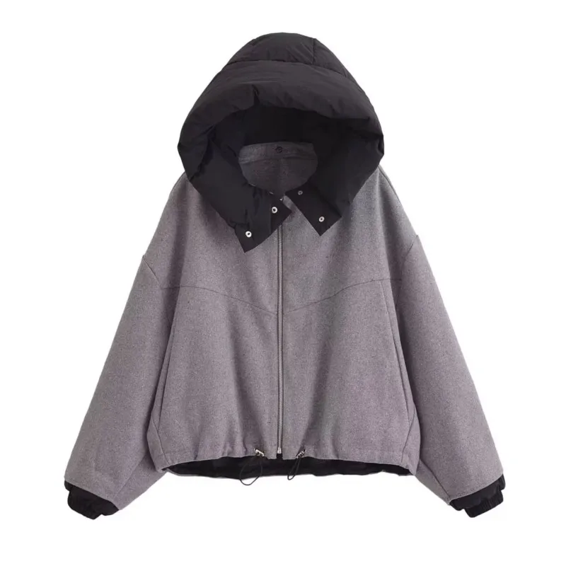 

Detachable cotton cap jacket for Women Zipper placket Long Sleeved Casual outdoor Normcore Minimalist style Overcoat