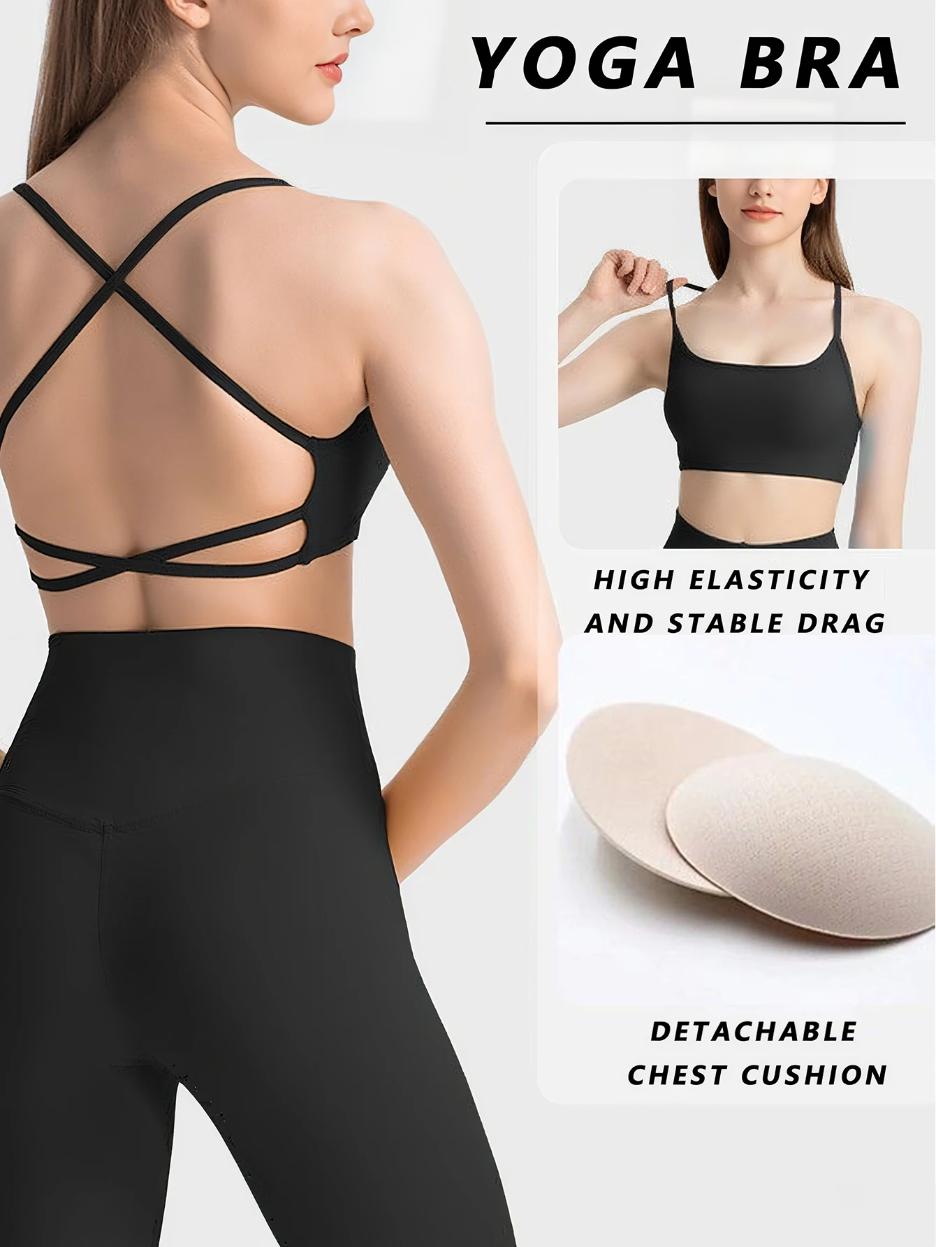 Colorful Strappy Yoga Bra with Sexy Criss Cross Back - Light Support, Quick Dry, Perfect for Summer Workout & Layering image 3