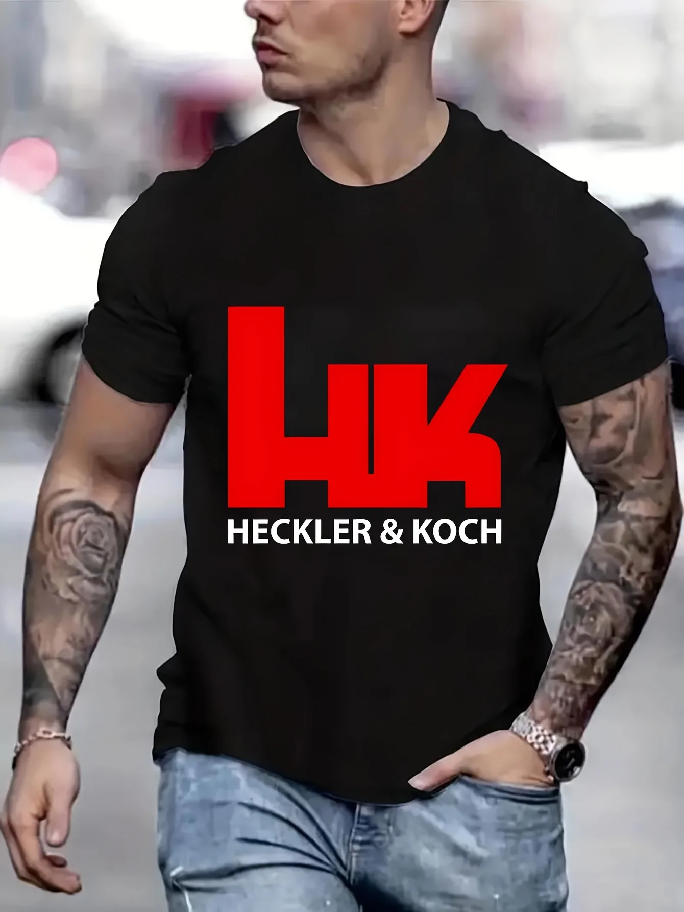 HK Heckler & Koch Cotton Men's T-Shirts Men's Wear Men Top Anime Men T shirt Printed T-Shirt B5021478