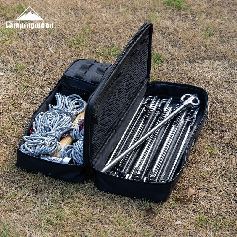 

CAMPINGMOON BK-40 черная прочная водонепроницаемая парусиновая сумка для выживания на молнии, уличная портативная сумка для хранения кемпинга, колышки для палатки