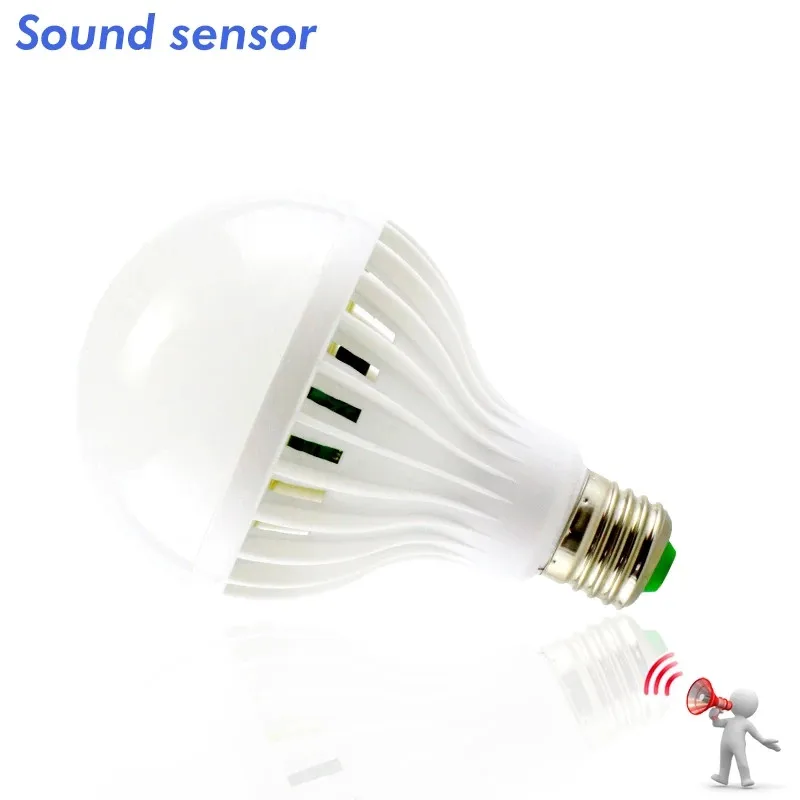 Bombilla Led E27 con Sensor de movimiento, lámpara con Sensor de movimiento PIR, 3W, 5W, 7W, 9W, 12W, 15W, CA de 220V, 230V, luz de sonido