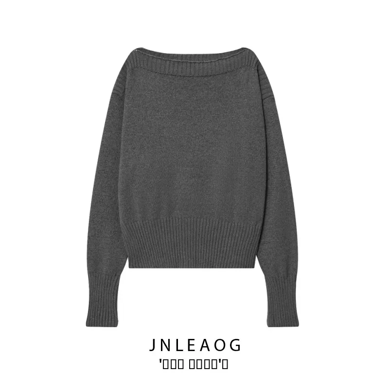 

Faionable Knitted Sweater One-oulder Design Polyester Fiber Long Sve Loose Fit Suitable for Daily Wear Autumn New Arrival