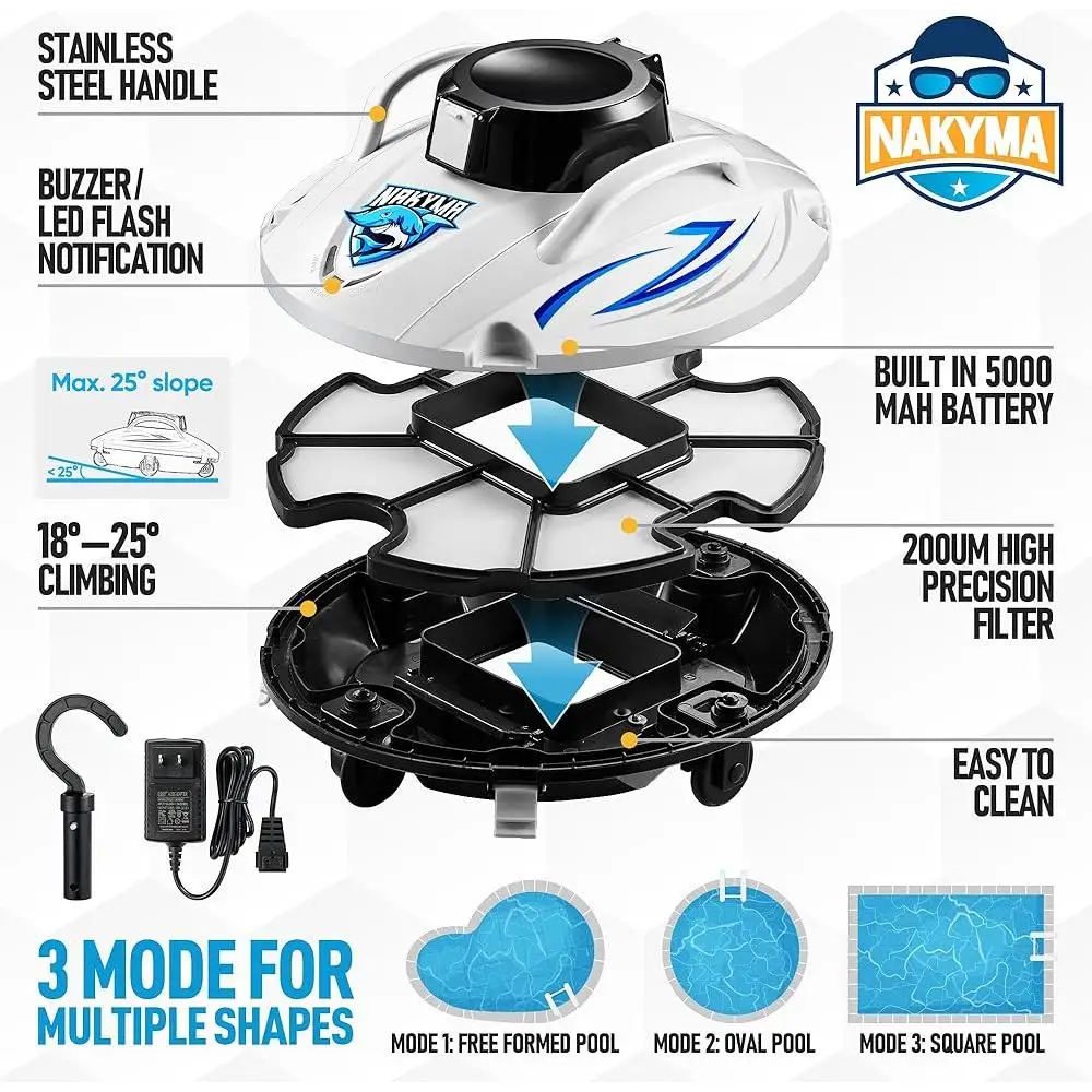 무선 로봇식 풀 진공 청소기 지능형 경로 청소 150-180분 지상 풀 청소기 위의 배터리 구동 효율적