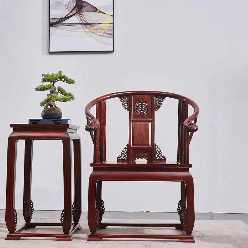 Retro chair East African rosewood palace chair three-piece mahogany chair East African rosewood casual classical solid wood 4