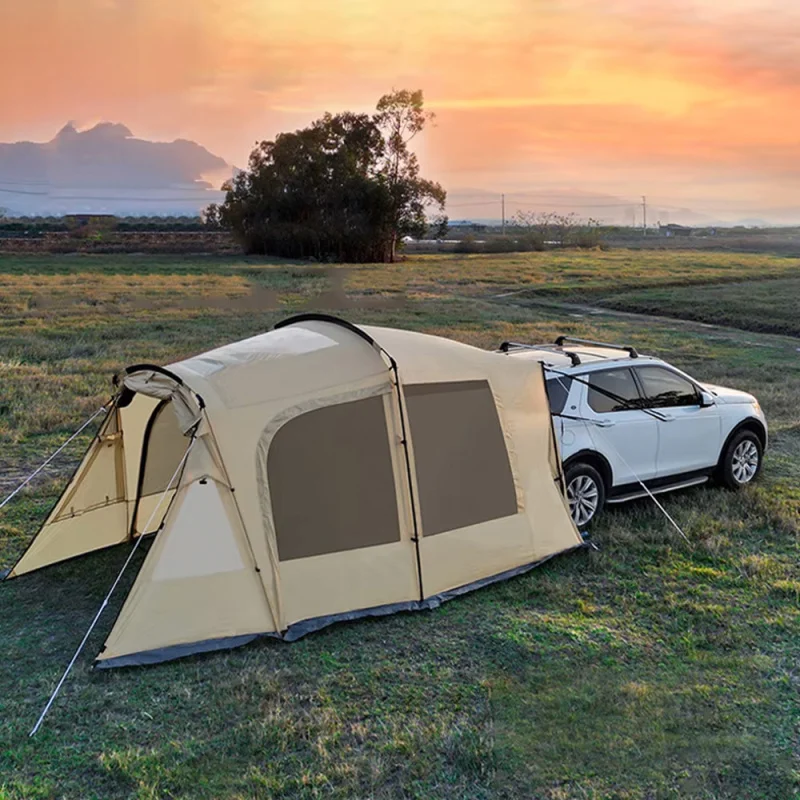 Double Layers Oxford Tunnel SUV Tailgate Tent Large Space Waterproof Windproof Outdoor Self Driving Camping Car Rear Extension S
