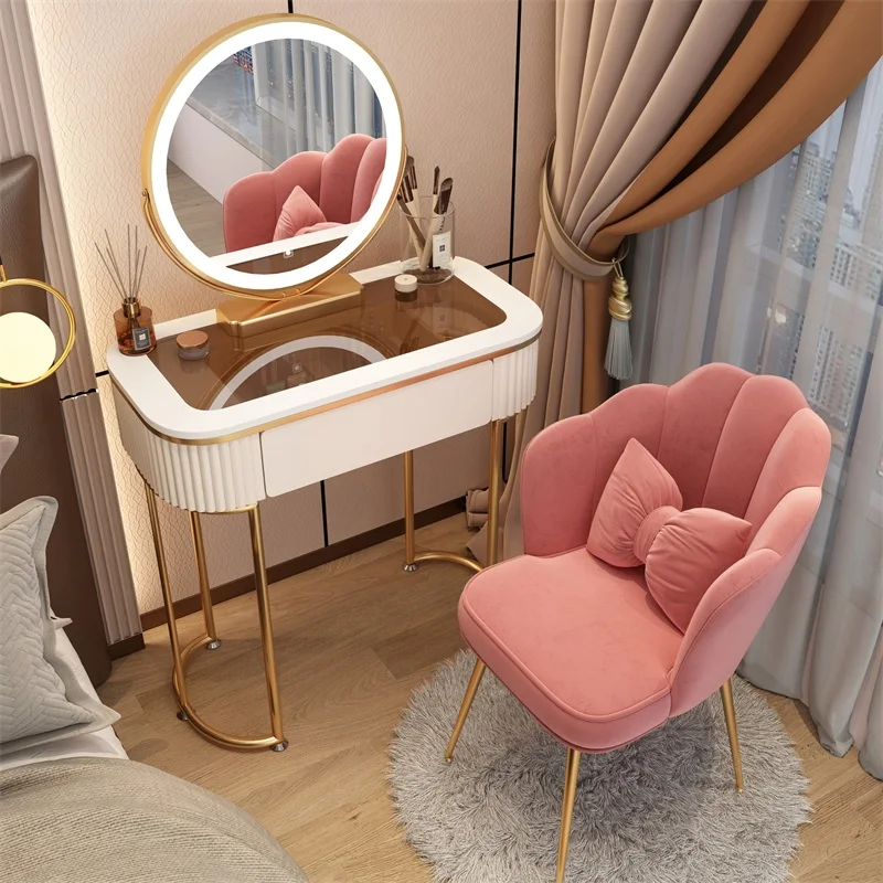 High Quality Dressing Makeup Table Hollywood Style Makeup Vanity Desk 6 Drawers Saving With LED Light