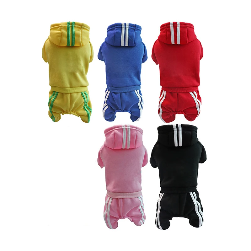 Pet Clothes Pet Clothing Autumn and Winter Padded Hooded Pet Four Legged Sweatshirt for Cats and Dogs