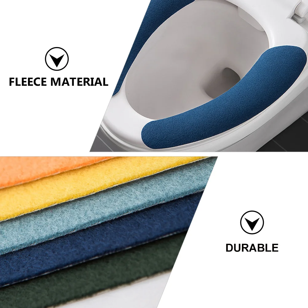 

12Pairs Toilet Seat Cushions Flannel Soft Bathroom Toilet Warmer Reusable Washable Non-Slip Seat Covers Warm Mat