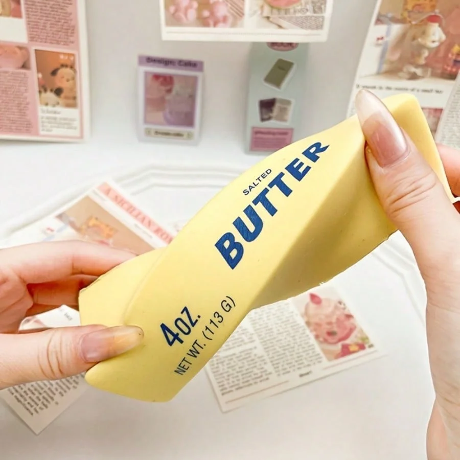 Slow-Rebound Butter Squishy Toy - Cloud-Soft Yellow Design for Stress Relief & Party Fun, Ideal Gift for Easter & Stocking Stuffers