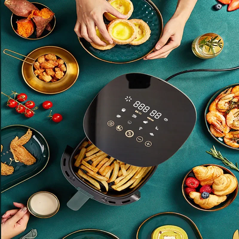 High End Intelligent Multi-functional Household Electric Fryer Hot Air No Oil Smoke French Fries Machine Oven Plastic CB Ce PFA