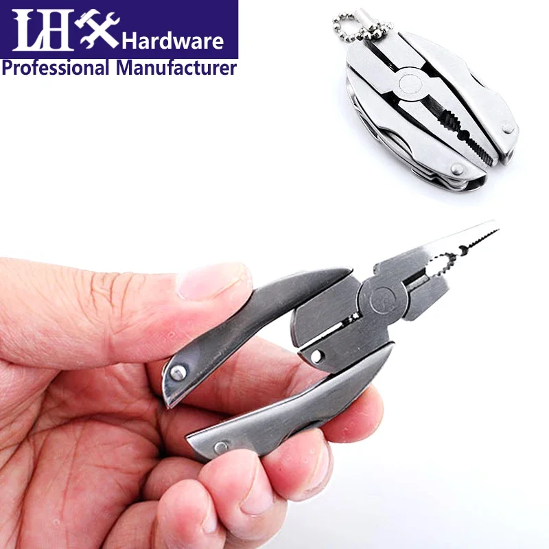 Folding Hand Tool Knife Plier Screwdriver Multifunction Keychain Mini Outdoor Tool Set for Travel Sport DIY LHX HX001 G