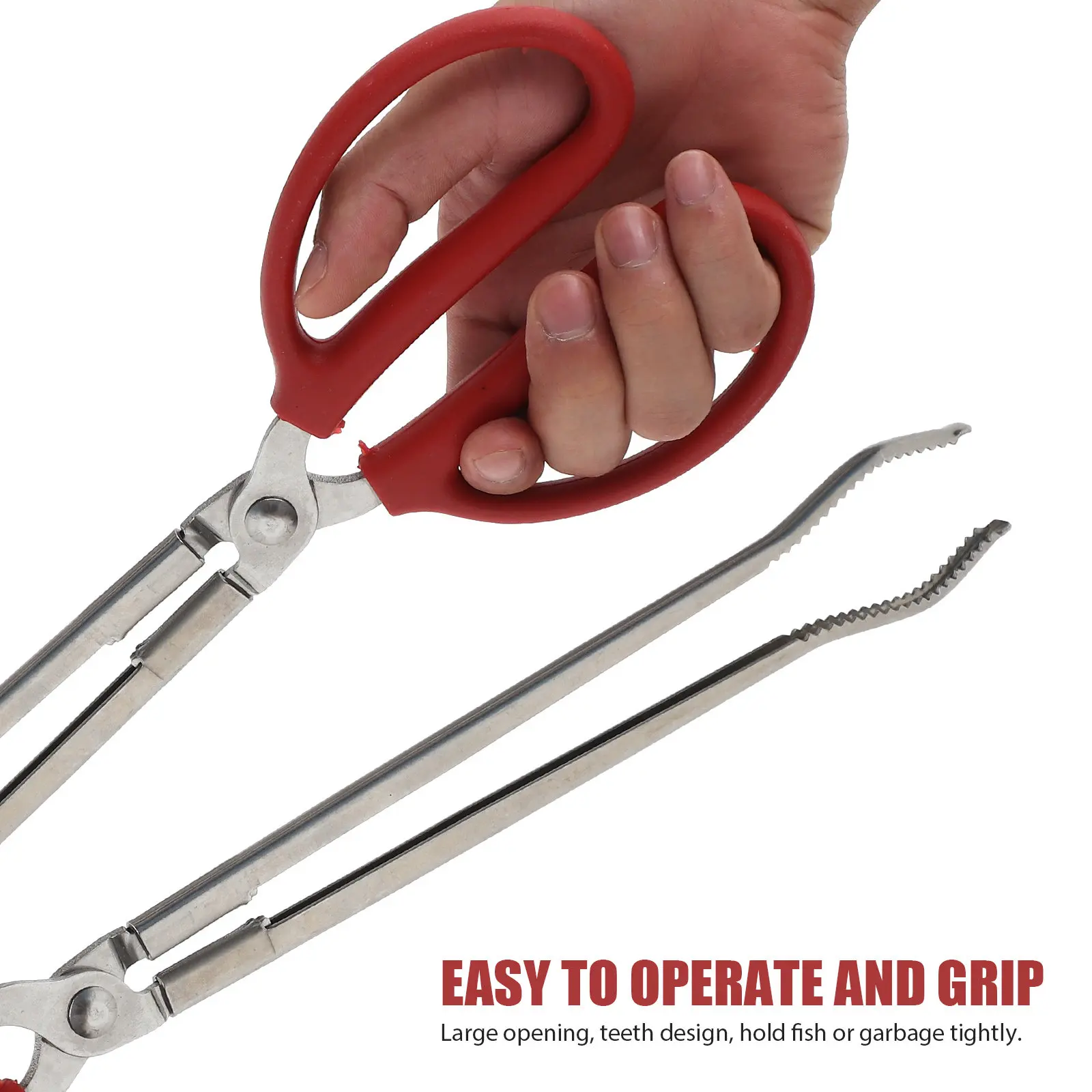 

2Pcs Crab Clamp Eel Clip Mud Fish Tongs Stainless Steel Garbage Grabber Tool Long Straight Scissor Tongs for Camping Picnic Bbq