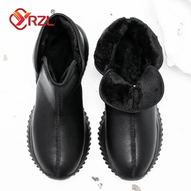 YRZL Mens Winter Black Boots 2024 Warm Plush Mens Boots Non-slip Lightweight Cotton Boots Comfortable Winter Shoes Men