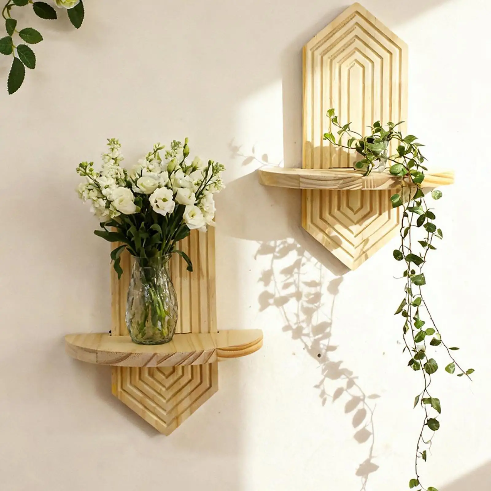 

Wooden Floating Shelf Boho Style Mount Shelf for Living Rooms Bedroom Nursery Interior Decor
