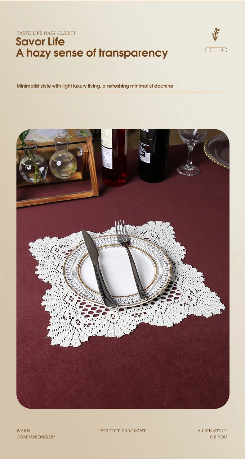 6 قطع من إكسسوارات الطعام الأنيقة المقاومة للحرارة، مفرش طاولة من الدانتيل، طاولة طعام لتزيين الفنادق لحفلات الزفاف