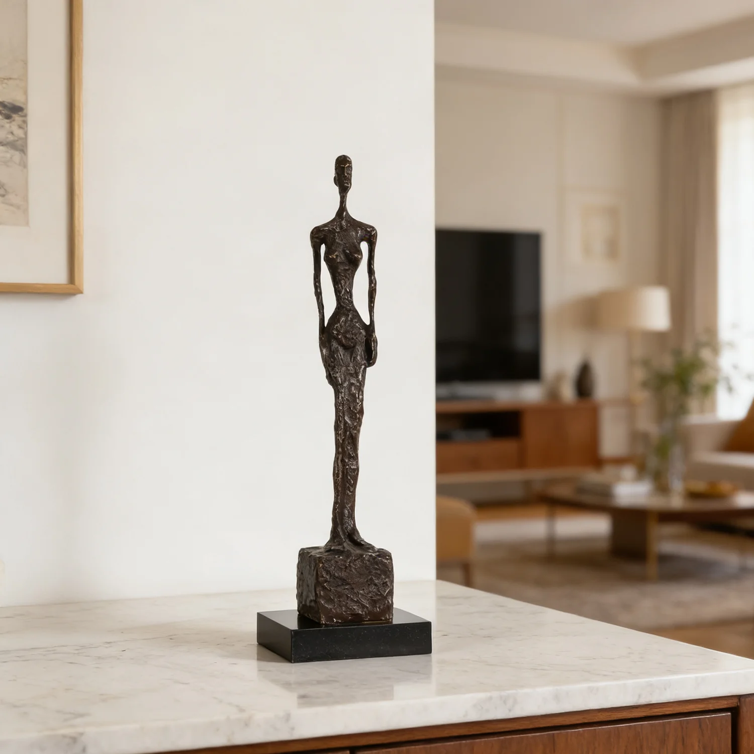 Bronze Standing Woman Skeleton Statue by Giacometti Famous Sculpture Art Handmade Replica for Home Decoration Collection 42cm