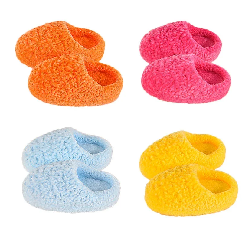 1Pair 1:6 Dollhouse Miniature Slippers Simulation Flocking Slippers Home Model Decor Toy Doll House Accessories