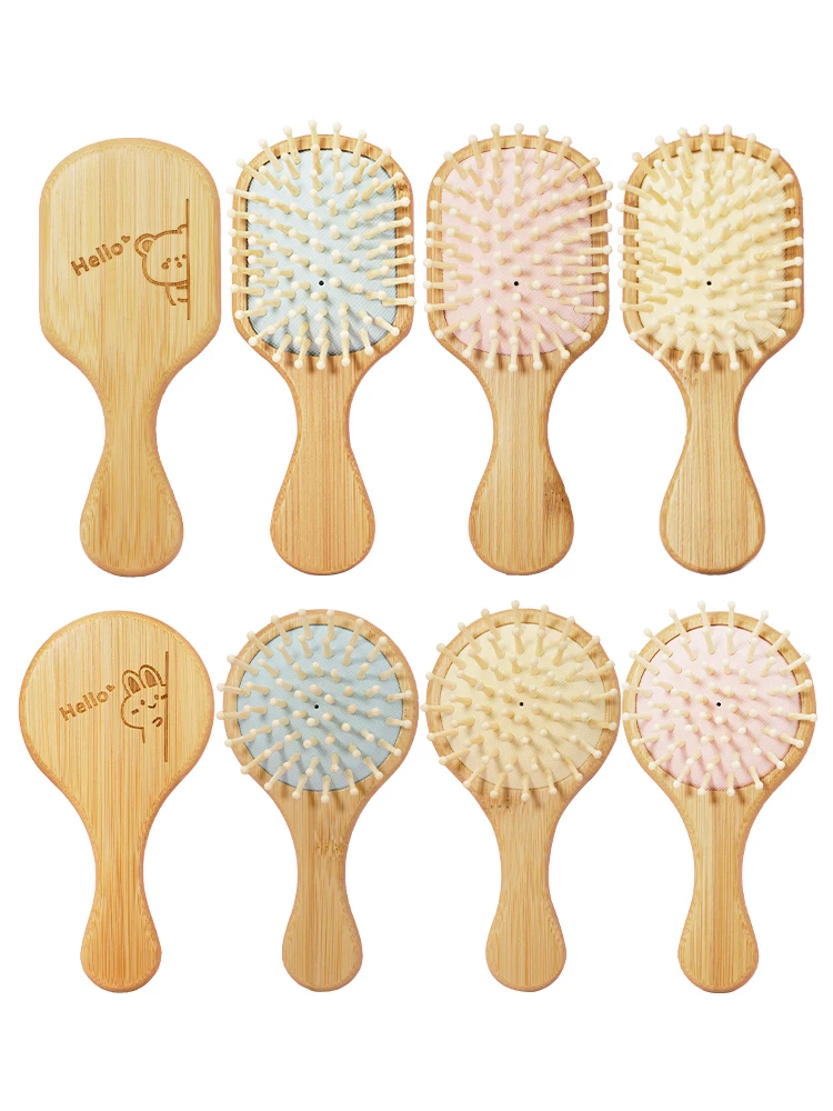 Cute Cat Hair Brush Nature Wooden Anti-Static Detangle Brush Hair Scalp Massage Comb Air Cushion Styling Tools for Child Girls