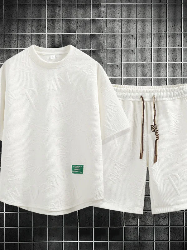 

Летний спортивный костюм для мужчин: модный комплект из шорт и футболки для старшеклассников, универсальная мужская одежда из полиэстера