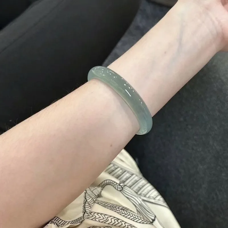 Myanmar Old Mine for Women, Ice Color, Regular Circle Jadeite Bracelet, Gift Box Included