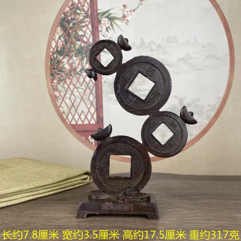 Fortune Rolling Copper Coins Desktop Chinese Style Ornament Craft Home Decor Wine Cabinet Living Room Decoration Office Entrance