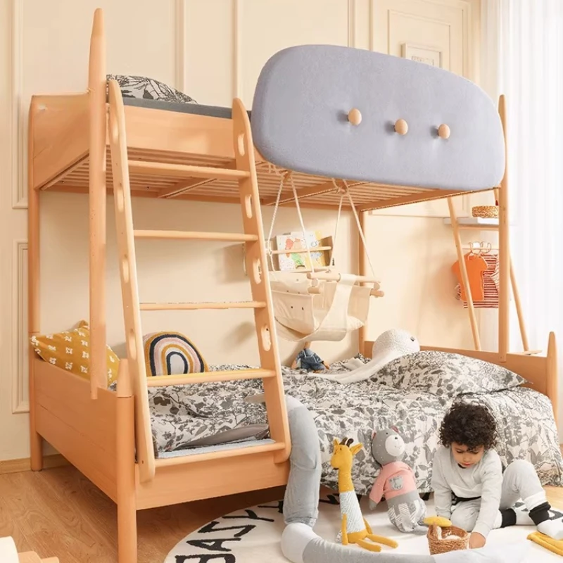 Upper and Lower Beds High and Low Children's Beds Beech Wood Mother Bed Small Apartment