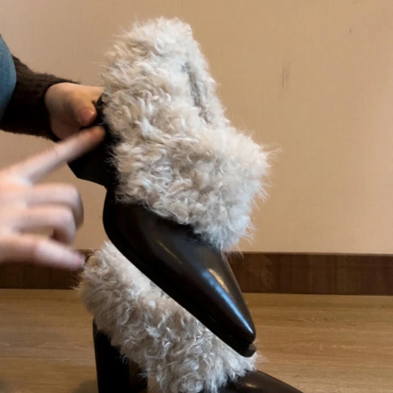 

Thick-heeled, Pointed Toe, Fleece, Warm, Waterproof Platform, Versatile, Comfortable, Anti-slip and Breathable Women's Shoes