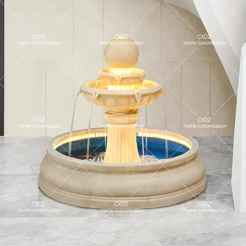 Chinese Rockery Fountain Flowing Water Ornament Feng Shui Ball Living Room Fish Tank Floor Humidification Water Feature