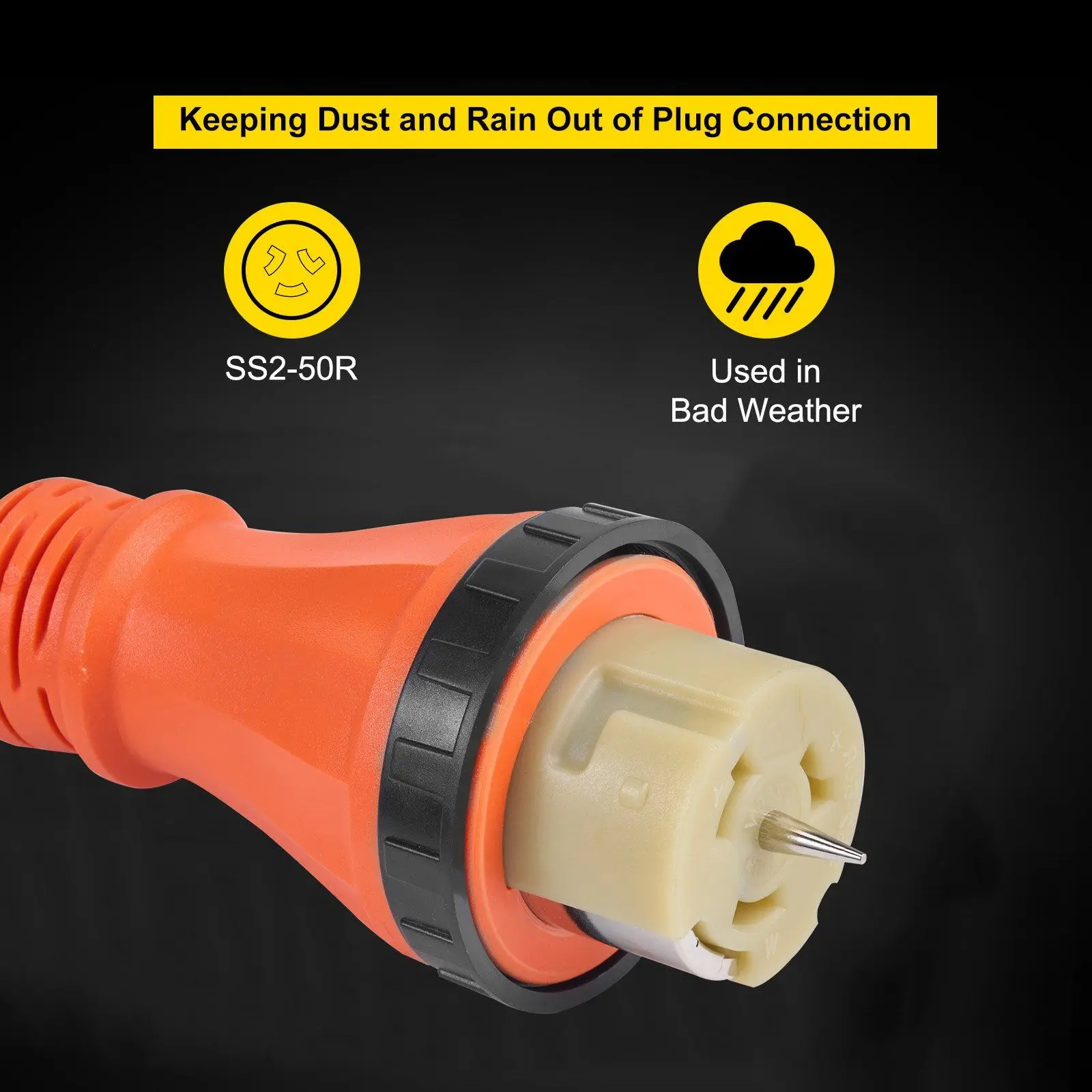 15FT Power Generator Extension Cord 12000W 125/250V Strap SS2-50R/CS6375 Style Inlets Cable 50AMP Plug Pin RV Electrical Systems - view 4