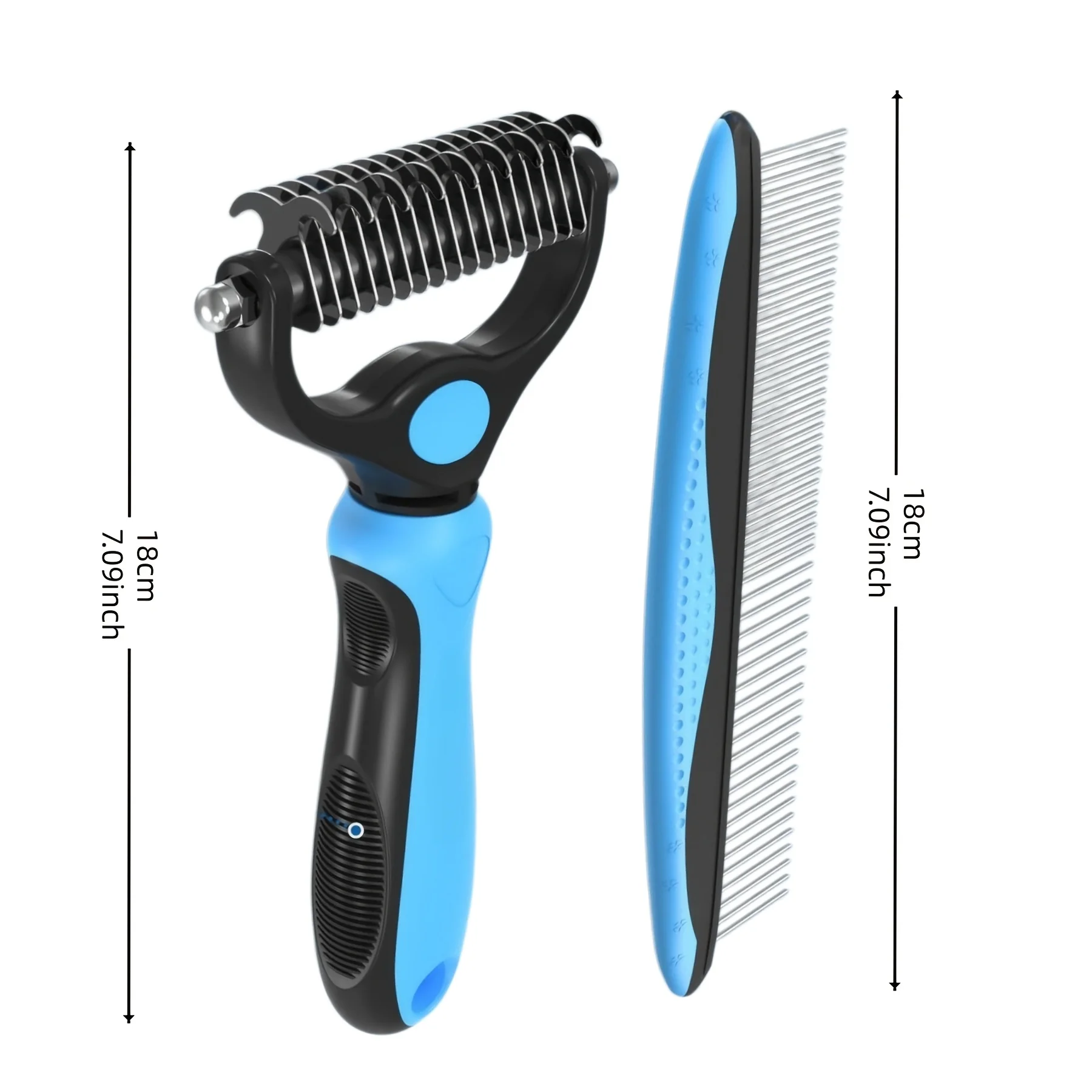 Pet Grooming Combo Blue Deshedding Brush with Metal Comb for Detangling And Dematting Long Matted Hair on Cats And Dogs