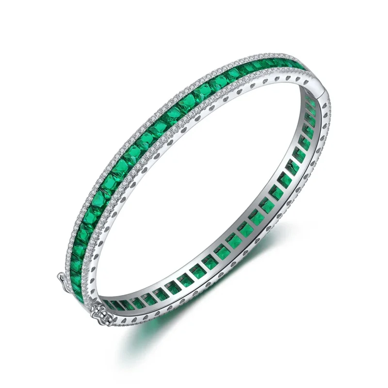 Sterling Silver Rainbow Bracelet Women Featuring Lab Grown Multicolor Gemstones Comfort Fit Adjustable Bangle Fashion Jewelry Gi
