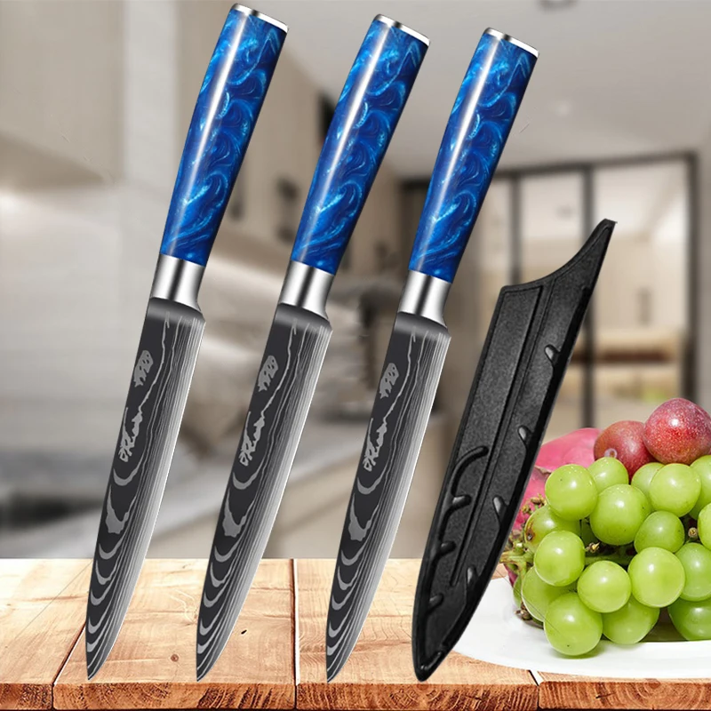 7Cr17Mov Stainless Steel Fruit Peeling Knife Butcher Cleaver Boning Knife Japanese Small Santoku Knife Utility Fish Knives