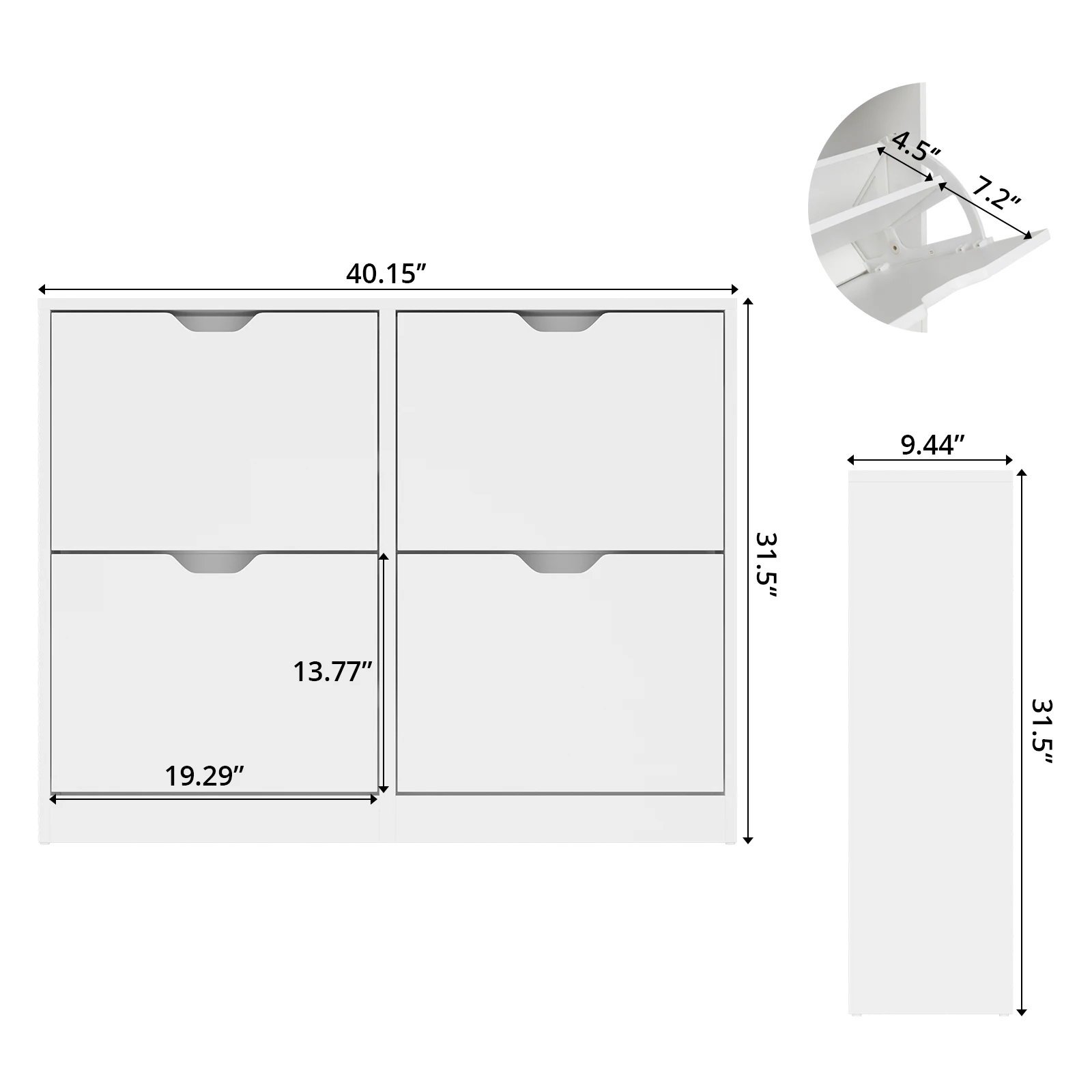 VOWNER Shoe Storage Cabinet with 4 Flip Drawers, Freestanding Shoe Cabinet image 6