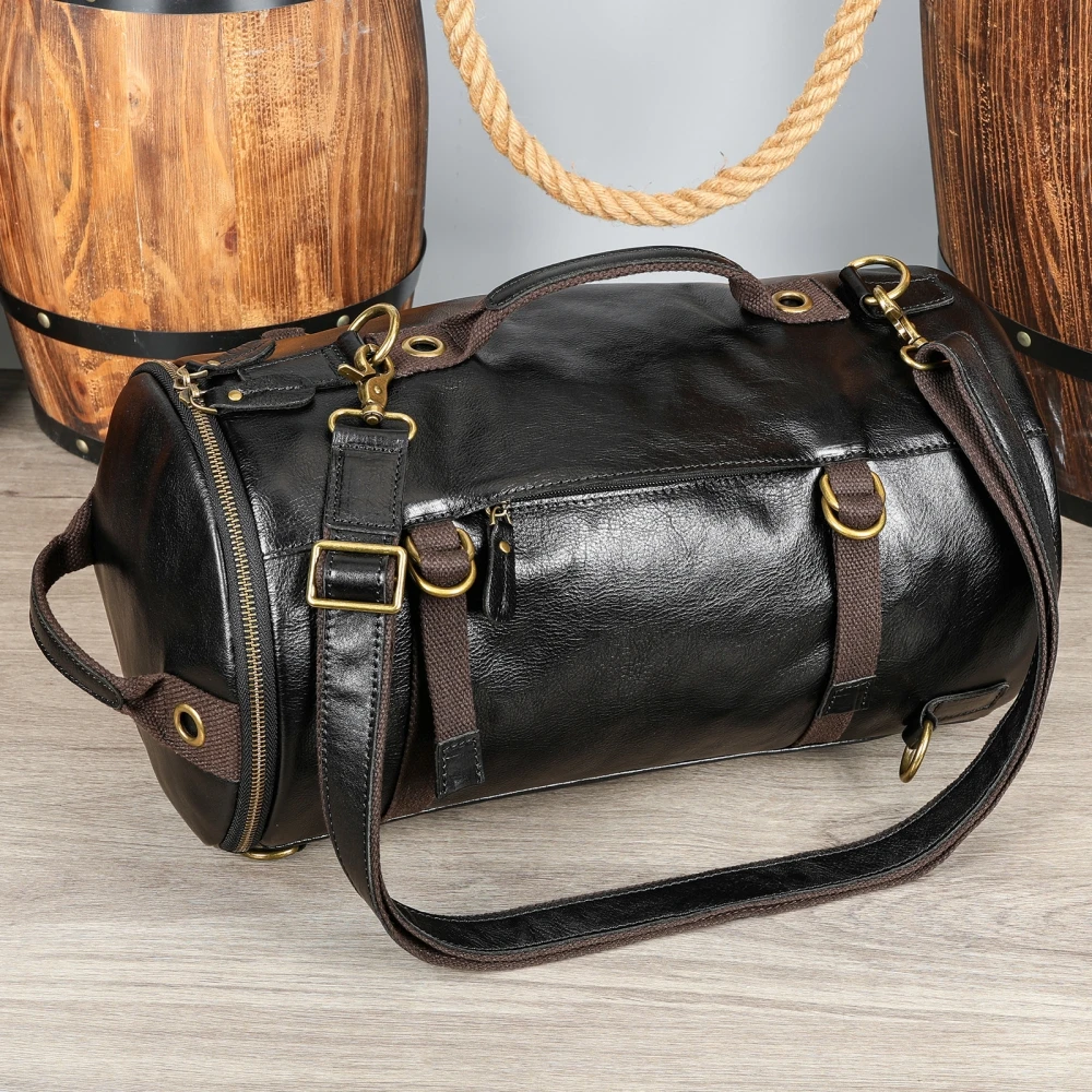 

﻿ Luxury Multi-function Travel Bag 15.6 Laptop Handbag Real Leather Men's Backpack Outdoor Sport Fitness Bag Shoulder Cross Bags