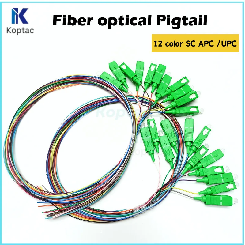 

12 Colored SC APC /UPC Fiber Optical Colorful Pigtail LAZH Simplex Single Mode 0.9mm 1.5M FTTH