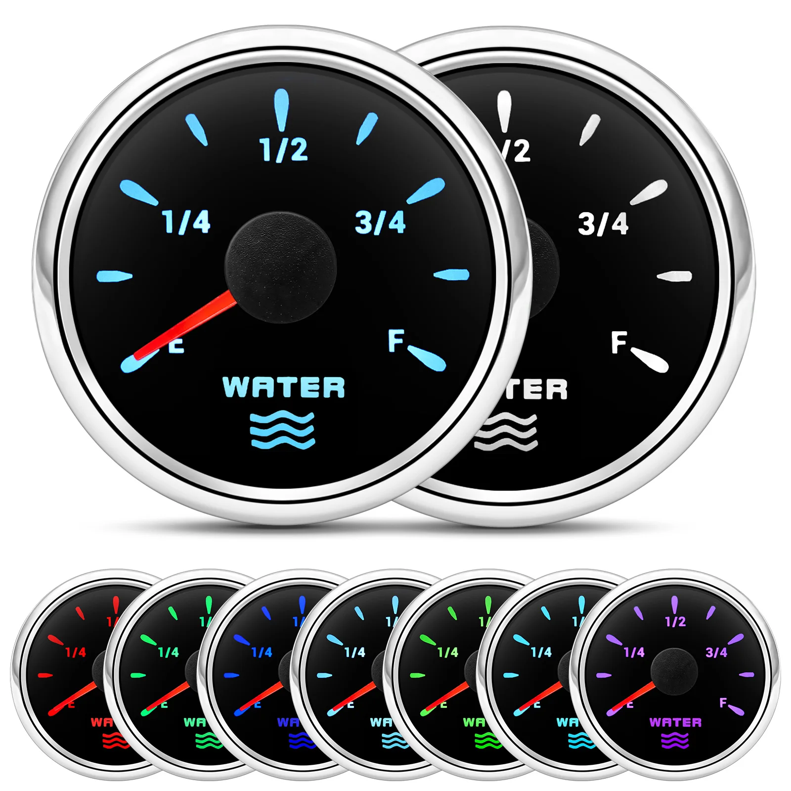 AD Universal 52mm Water Level Gauge 7 Color Backlight Water Level Meter 0-190 ohm 240-33 ohm For Boat Car Truck Water Tank 9-32V