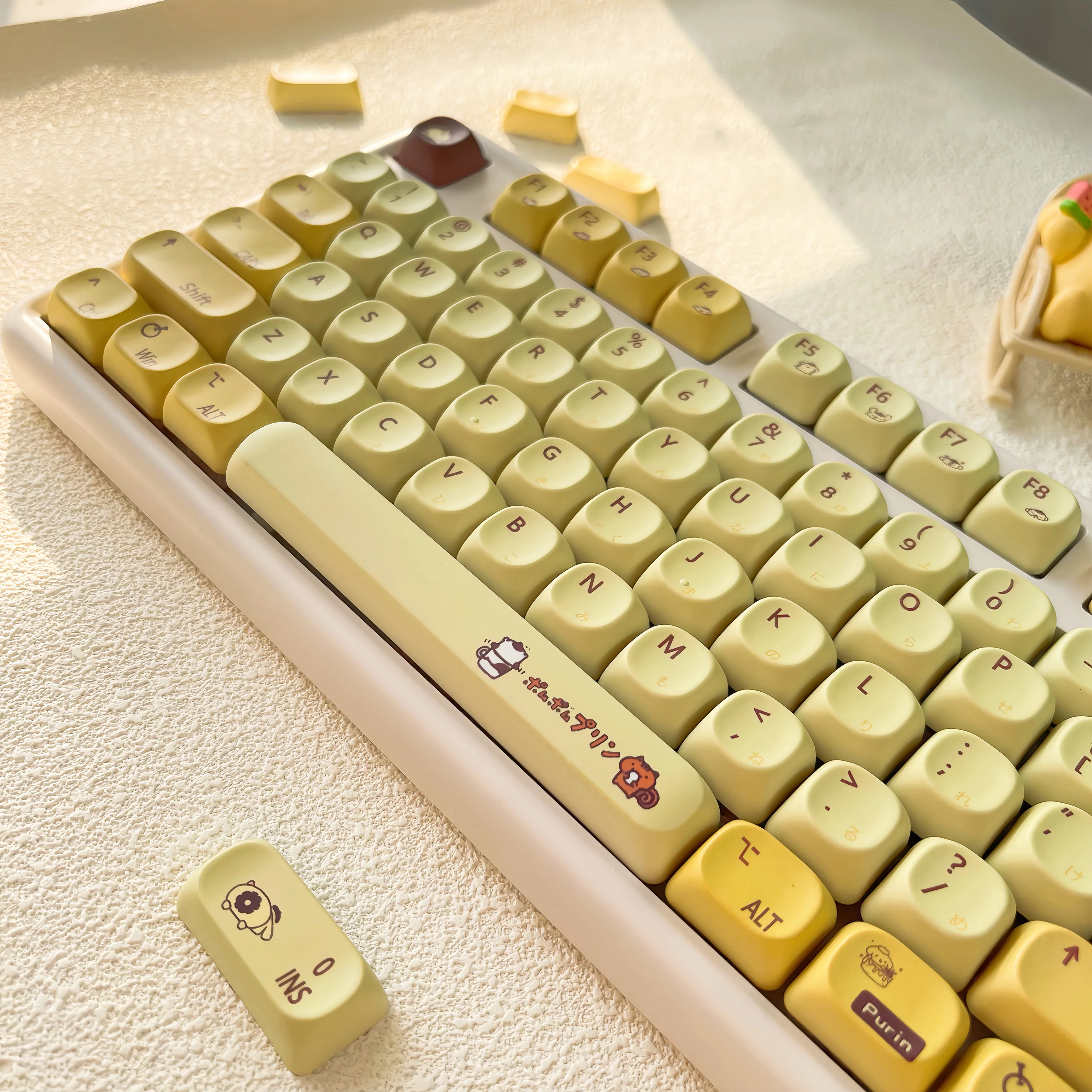 Cute Sanrio Pom Pom Purin Anime Keycaps PBT Heat Sublimation MOA XDA Cherry Profiled MX Switch Game Mechanical Keyboard Keycaps