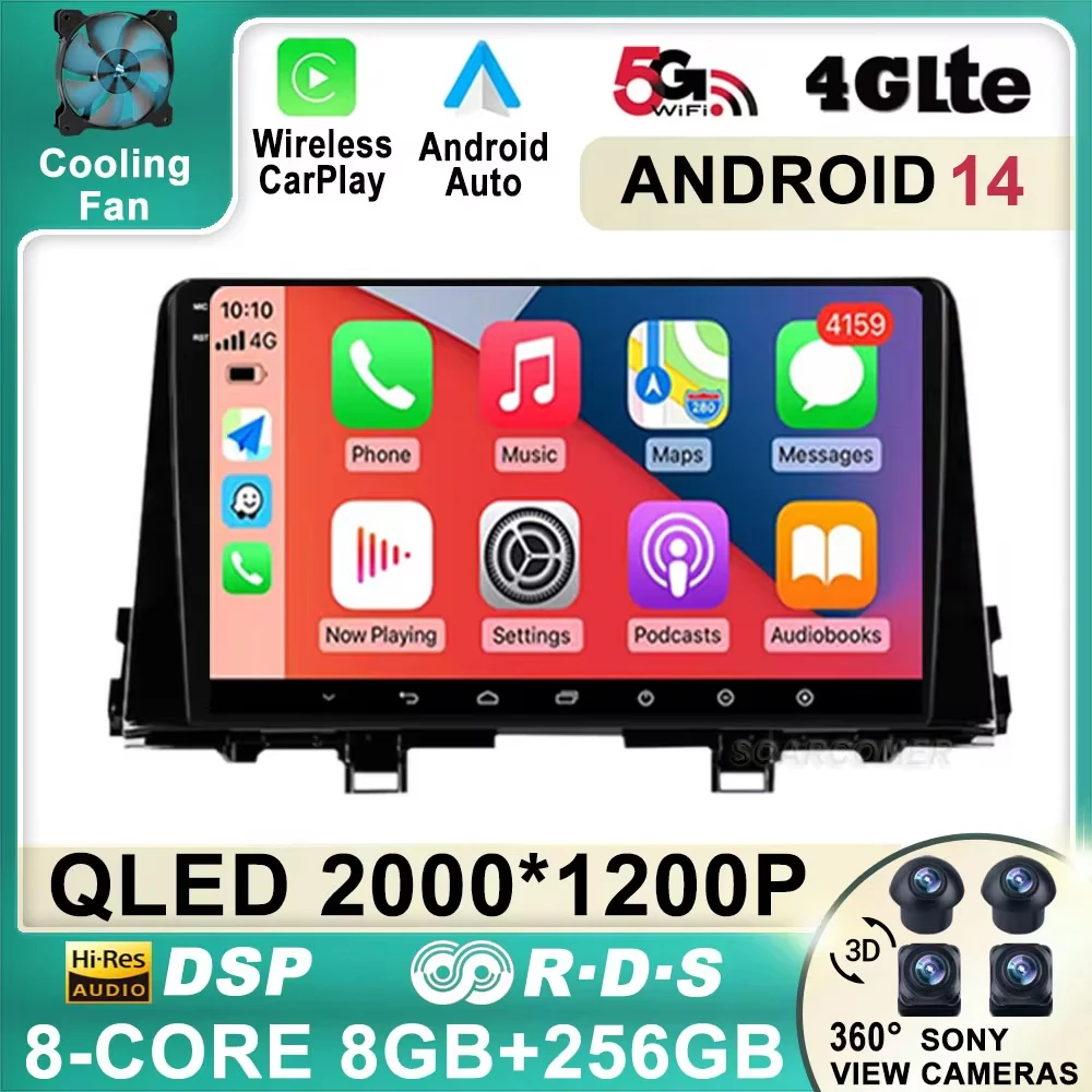 

9 Inch Android 13 Carplay Car Stereo Radio Multimedia Player For KIA Picanto Morning 2016 2017 2018 2019 Navigation GPS WIFI DVD