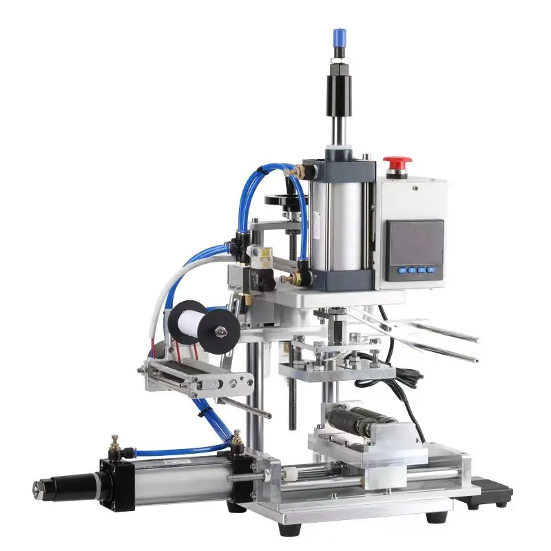 آلة ختم ساخن شبه أوتوماتيكية تعمل بالهواء المضغوط من فينيكا لأنابيب أحمر الشفاه وأغطية مستحضرات التجميل وأكواب الزجاجات البلاستيكية