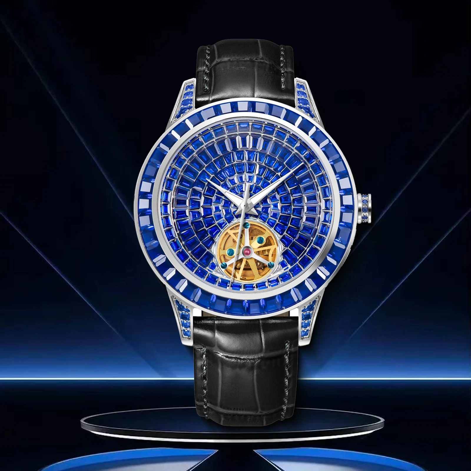 PINDU Design NEW 42MM Diamond Mechanical Watch Men Diamond Dial Stainless Steel Waterproof Automatic Mechanical Watch TOP-Luxury