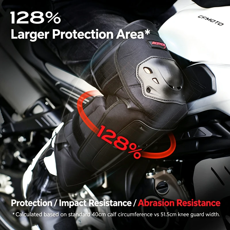 Scoyco Winter Warm Motorcycle Knee Pads Thick Fleece Lining 600D Oxford Extended Windproof Adjustable Strap Protective Kneepad