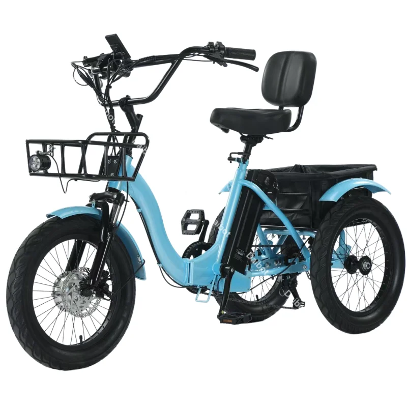 350W 48V Senioren Elektrische Driewieler Vouwfiets 18 inch Vracht Elektrische Fiets Voor Mannen Vetband Elektrische Driewieler Voor Gezinnen