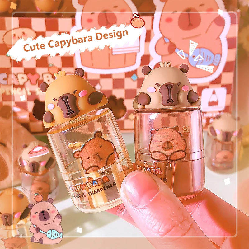 1 шт. Kawaii портативная точилка для карандашей с капибарой, креативная мультяшная милая точилка для карандашей, офисные принадлежности, студенческие канцелярские принадлежности, подарки