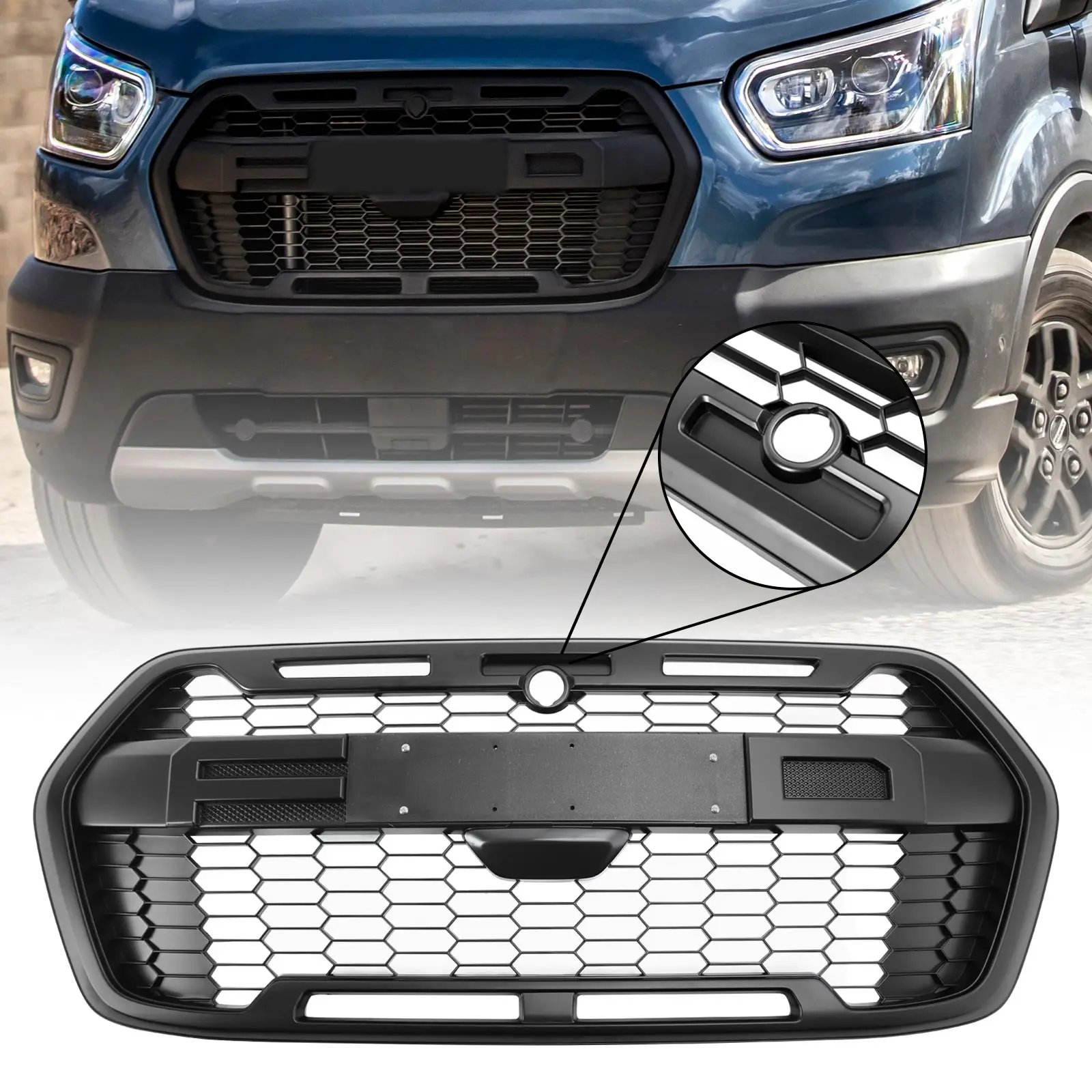 Areyourshop Raptor Style Front Bumper Grille 2467809 for Ford Transit MK8 Trail 2019 2020 2021 2022 2023