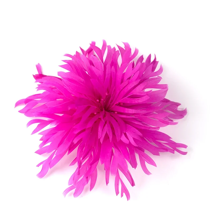 Bridal Hair Headdress Accessory Rose Red Feathers Headpiece With Flower 1Piece Wedding / Corsage Headpiece  / Special Occasion