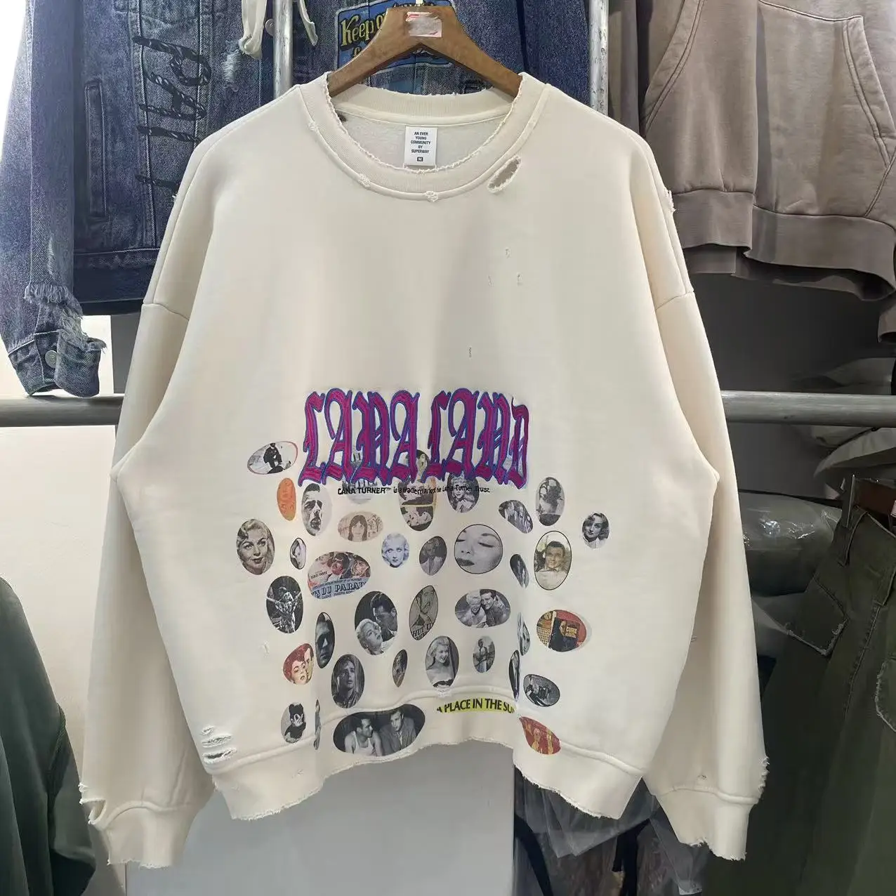 

American Retro Hoody Sweatirt Men's Large Size Fce Dog Head Print Casual Comfortable Cotton Long Sve round Ne Top